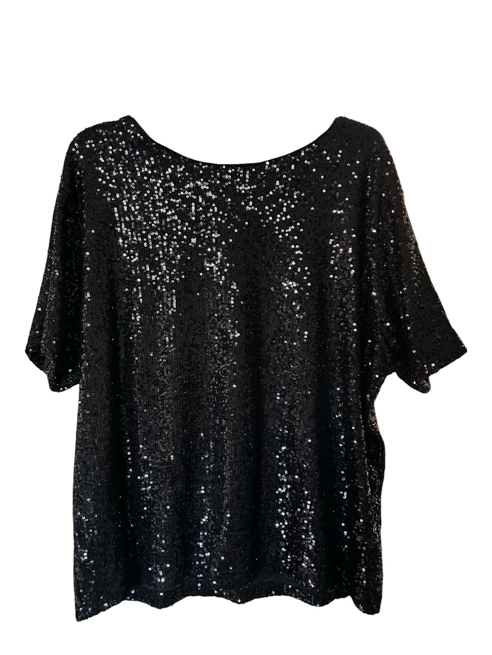 Luxurious Black Sequin Short Sleeve Party Top